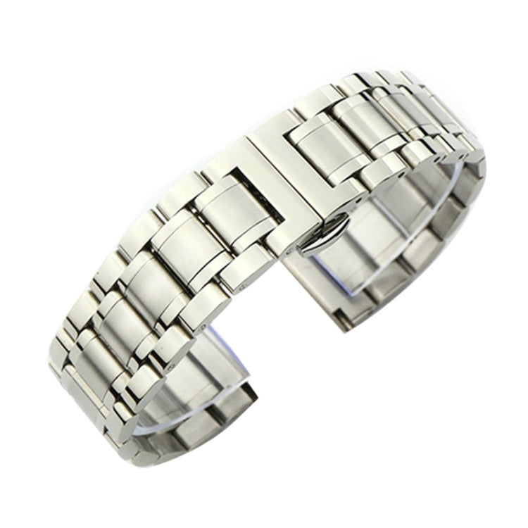 20mm Steel Bracelet Butterfly Buckle Five Beads Unisex Stainless Steel Solid Watch Strap, Color:Silver - 20mm Bands by PMC TechLife | Online Shopping South Africa | PMC TechLife