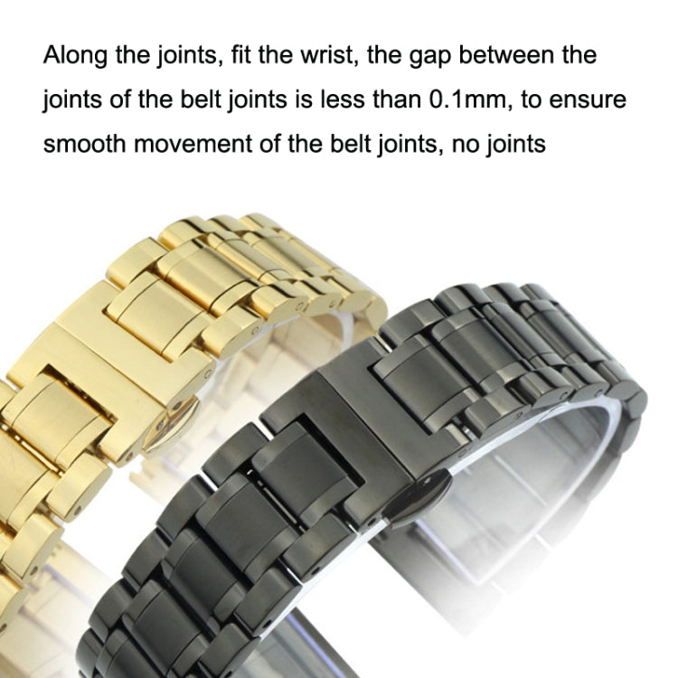 20mm Steel Bracelet Butterfly Buckle Five Beads Unisex Stainless Steel Solid Watch Strap, Color:Silver - 20mm Bands by PMC TechLife | Online Shopping South Africa | PMC TechLife