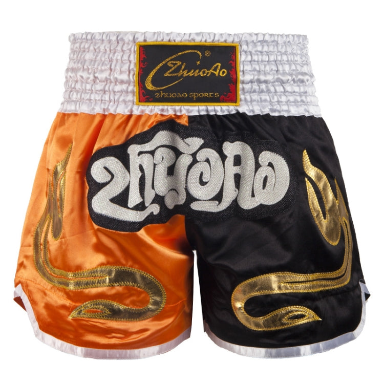 ZhuoAo Muay Thai/Boxing/Sanshou/Fighting Shorts for Men and Women, Size:S(Orange Black Stitching) - Sportswear by ZhuoAo | Online Shopping South Africa | PMC Jewellery | Buy Now Pay Later Mobicred