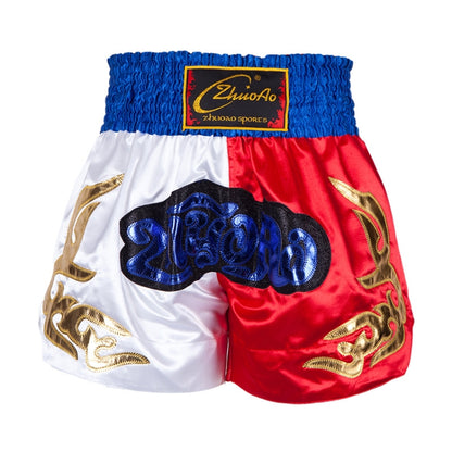 ZhuoAo Muay Thai/Boxing/Sanshou/Fighting Shorts for Men and Women, Size:XL(Blue Waist Stitching) - Sportswear by ZhuoAo | Online Shopping South Africa | PMC Jewellery | Buy Now Pay Later Mobicred