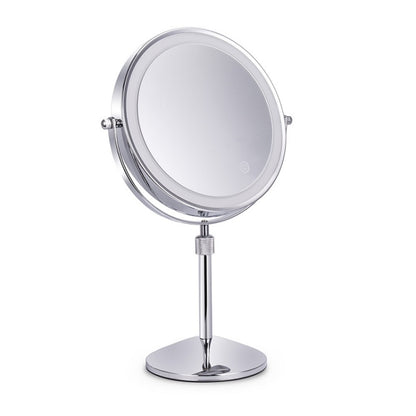 Desktop Double-SidedRound LED Luminous Makeup Mirror Liftable Magnifying Mirror, Specification:Plane + 10 Times Magnification(8-inch Battery Model) - Mirror by PMC Jewellery | Online Shopping South Africa | PMC Jewellery