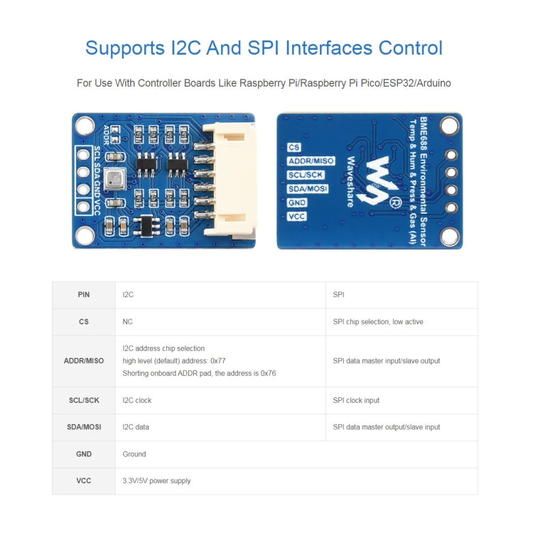 Waveshare BME688 Environmental Sensor Supports Temperature / Humidity / Barometric Pressure / Gas Detection - Sensor Module by Waveshare | Online Shopping South Africa | PMC TechLife | Buy Now Pay Later Mobicred