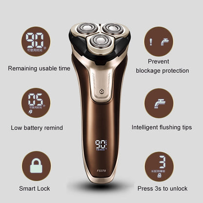 Flyco FS379 Shaver Electric Men Rechargeable Shaver Three-blade Full Body Washed Shaver Beard Knife CN Plug - Electric Shavers by Flyco | Online Shopping South Africa | PMC Jewellery