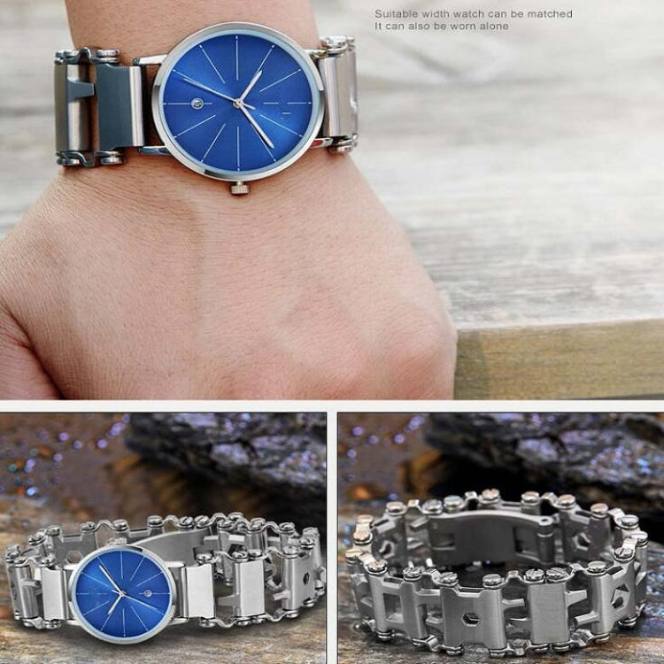 Multifunctional Stainless Steel Outdoor Survive Tool Bracelet for Men(Wide Silver) - Emergency Tools by PMC TechLife | Online Shopping South Africa | PMC TechLife | Buy Now Pay Later Mobicred