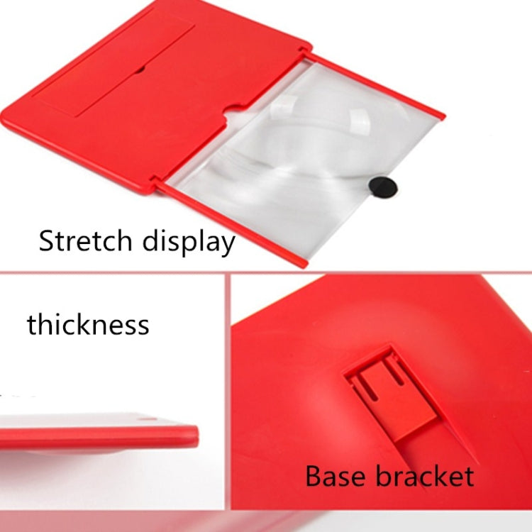 Pull-out Mobile Phone Screen Magnifier 3D Video Desktop Mobile Phone Holder, Size:10 inch(Red) - free shipping - PMC TechLife - Order now!