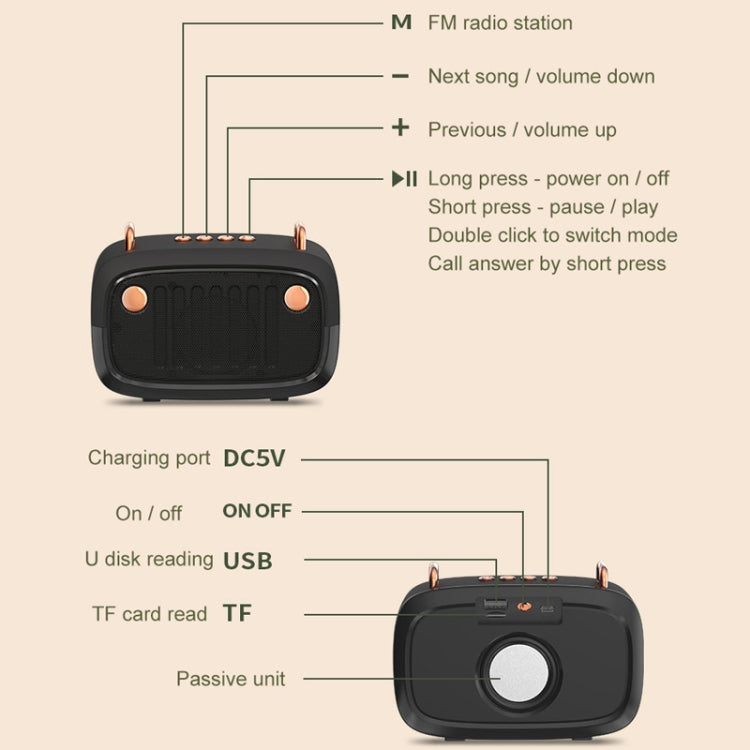 BS32D Wireless Bluetooth Speaker Cartoon Subwoofer Outdoor Card Portable Mini Speaker(Black) - Mini Speaker by PMC TechLife | Online Shopping South Africa | PMC TechLife