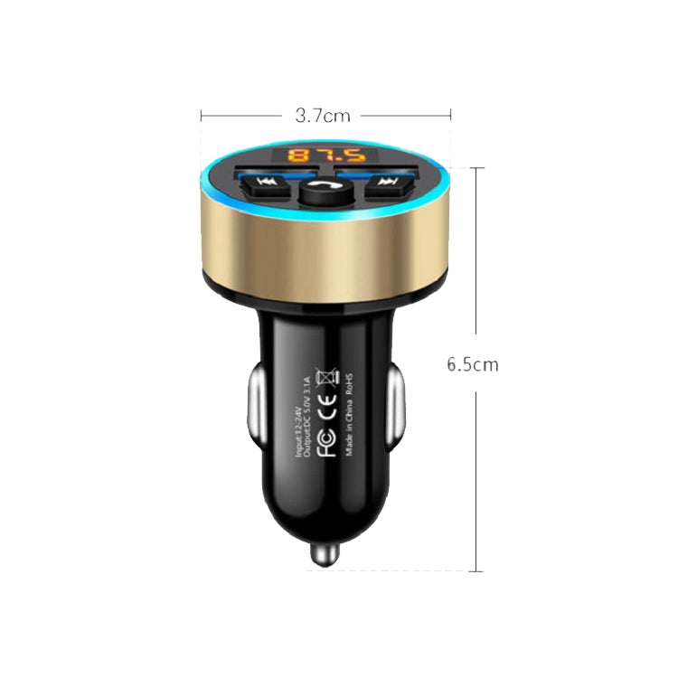 Halo Car MP3 Bluetooth Player Car Charger Car FM Transmitter 3.1A Car Charger(Elegant Black) - Car Charger by PMC Jewellery | Online Shopping South Africa | PMC Jewellery