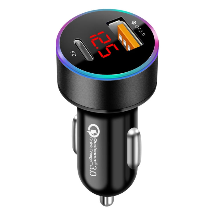 Aluminum Alloy Digital Display PD+QC3.0 Car Charger Multifunctional Car Charger(Elegant Black) - Car Charger by PMC Jewellery | Online Shopping South Africa | PMC Jewellery