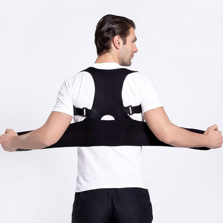 Male Female Adjustable Magnetic Posture Corrector Corset Back Men Brace Back Shoulder Belt Lumbar Support Straight, Size:L (Black) - Corrector by PMC Jewellery | Online Shopping South Africa | PMC Jewellery