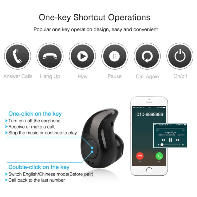 S530 Mini In-ear Sport Handsfree Wireless Bluetooth Earphone, with Microphone(black) - Bluetooth Earphone by PMC TechLife | Online Shopping South Africa | PMC TechLife