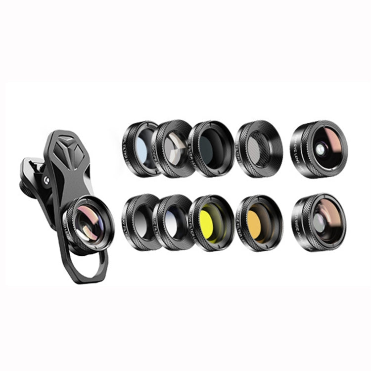 APEXEL APL-DG11 11 in 1 Multifunctional Fisheye Wide-angle Macro Polarized Starlight Gradient Filter Set Universal Mobile Phone Lens Set - free shipping - PMC TechLife - Order now!