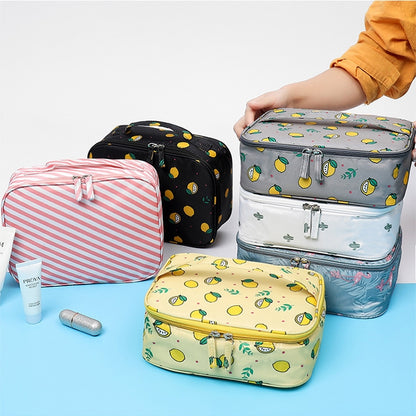 Large Capacity Portable Lady Waterproof Padded Travel Cosmetic Bag Beautician Storage Bags Women Makeup Bag(Style A Pink Stripe) - Storage Boxes by PMC Jewellery | Online Shopping South Africa | PMC Jewellery