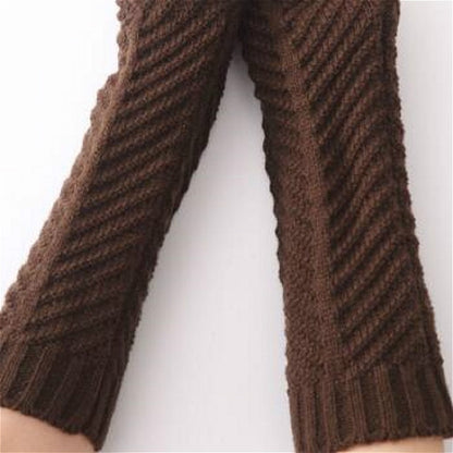 Knitted Wool Fishbone Texture Warm Cuffs Fingerless Arm Sleeves(Dark Gray) - Cuff by PMC Jewellery | Online Shopping South Africa | PMC Jewellery