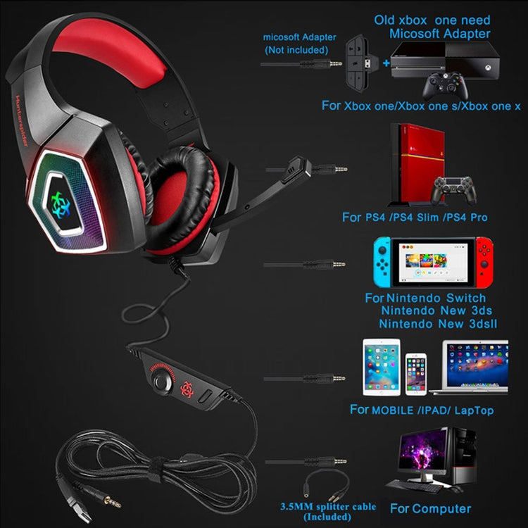 V1 3.5mm RGB Colorful Luminous Wire Control Gaming Headset, Cable Length: 2.2m(Black Blue) - Headset & Headphone by PMC Jewellery | Online Shopping South Africa | PMC Jewellery