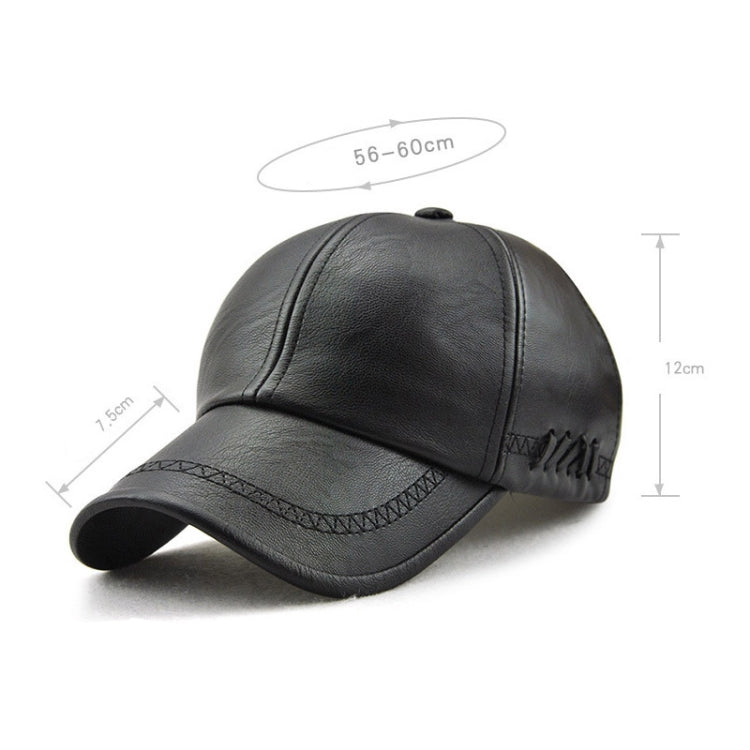 Outdoor Leisure Baseball Hat PU Leather Warm Peaked Cap, Size:Free Size(Black) - Peaked Cap by PMC Jewellery | Online Shopping South Africa | PMC Jewellery