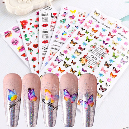 10pcs 3D Adhesive Butterfly Retro Rose Color Nail Art Sticker(F-672) - Nail Stickers by PMC Jewellery | Online Shopping South Africa | PMC Jewellery