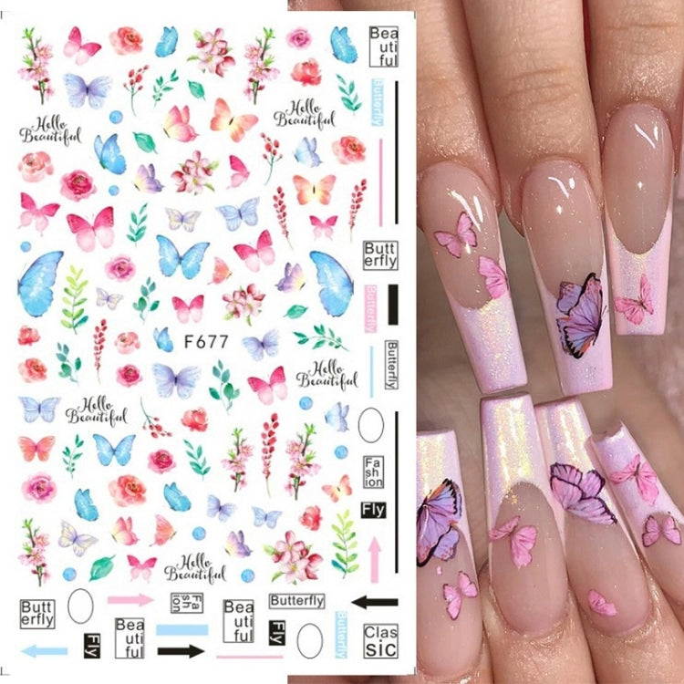 10pcs 3D Adhesive Butterfly Retro Rose Color Nail Art Sticker(F-666) - Nail Stickers by PMC Jewellery | Online Shopping South Africa | PMC Jewellery