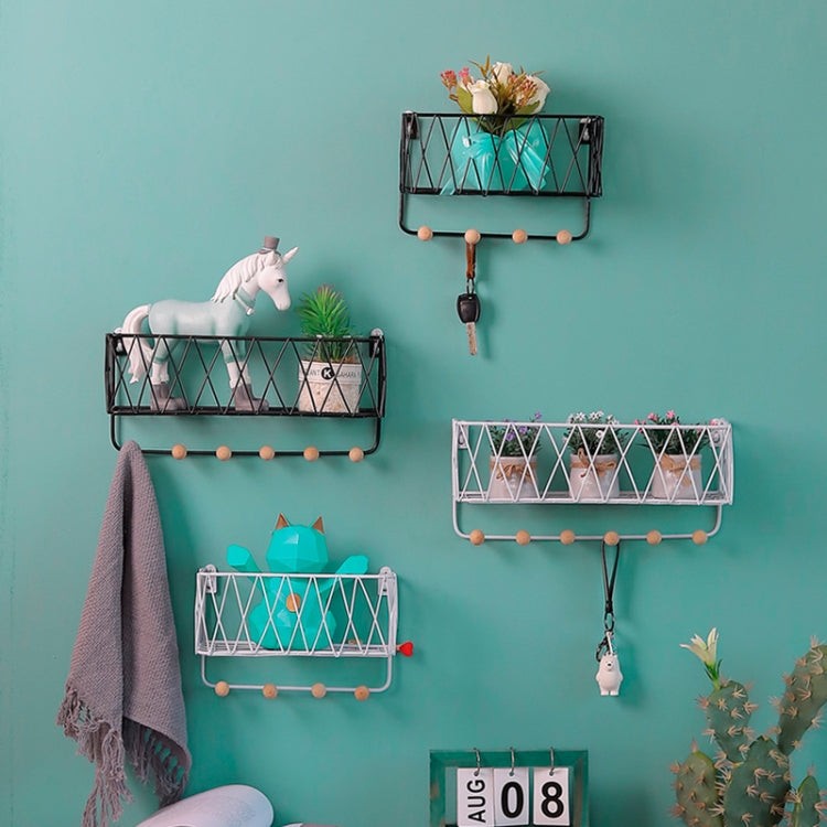 Wall Hook Rack Home Wall Decoration Creative Multifunctional Partition Wrought Iron Rack, Size:Large(White) - Shelf & Hooks by PMC Jewellery | Online Shopping South Africa | PMC Jewellery