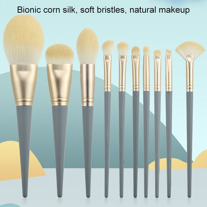 10 PCS / Set Makeup Brush Corn Silk Fiber Hair Loose Powder Brush Face And Eye Makeup Brush, Style:Without Bag - Makeup Brushes by PMC Jewellery | Online Shopping South Africa | PMC Jewellery