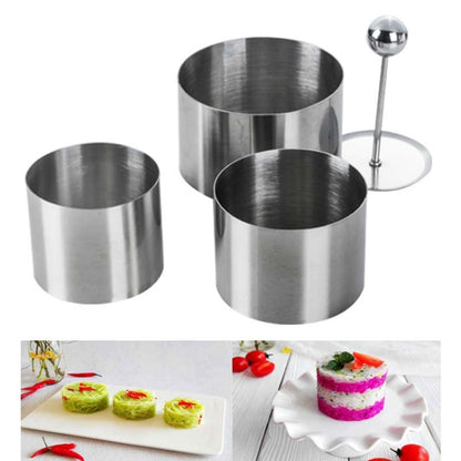 Stainless Steel Rice Ball Mold Hotel Chef Cold Appetizer Round Plastic Mold Set Kitchen Baking Cake Tool, Specification: 3 Molds + 1 Push Plate - Food Molds by PMC Jewellery | Online Shopping South Africa | PMC Jewellery
