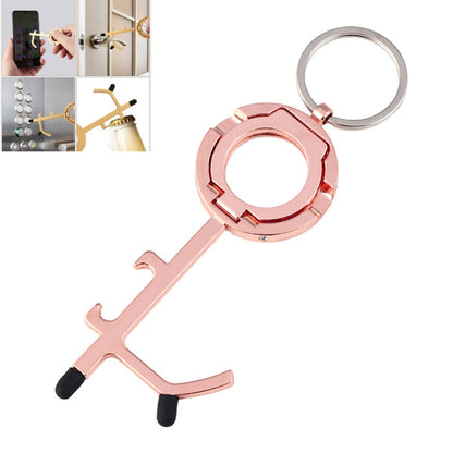 EDC Door Opener Non-Contact Press Elevator Protection Keychain Pendant, Specification: OPP Packaging(Rose Gold) - Non-Contact Door Openner by PMC Jewellery | Online Shopping South Africa | PMC Jewellery