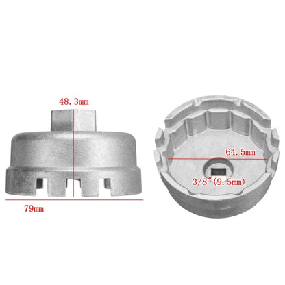 64.5mm Aluminum Oil Filter Wrench Cap Socket Remover Tool for Lexus Toyota Corolla Highlander RAV4 Camry Universal Housing(Silver) - Hand Tool Sets by PMC Jewellery | Online Shopping South Africa | PMC Jewellery