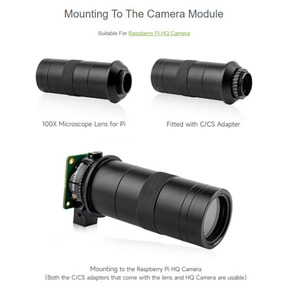 Waveshare 100X Industrial Microscope Lens, C/CS-Mount, for Raspberry Pi HQ Camera(24229) - Modules Expansions Accessories by Waveshare | Online Shopping South Africa | PMC Jewellery