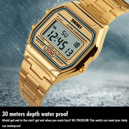 SKMEI 1123 Men Business Lightweight Watch Waterproof Steel Band Electronic Watch (Coffee Gold) - Metal Strap Watches by SKMEI | Online Shopping South Africa | PMC Jewellery | Buy Now Pay Later Mobicred