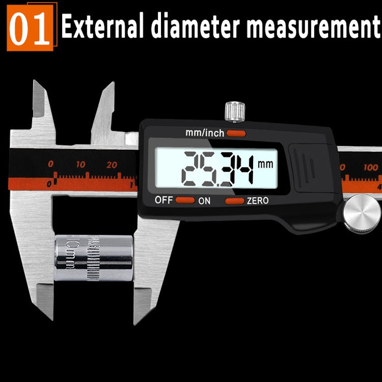 0-150mm Plastic Meter Stainless Steel Body Digital Display Electronic High-Precision Vernier Caliper, Specification: 2 Units of mm/inch - Measuring Tools by PMC Jewellery | Online Shopping South Africa | PMC Jewellery