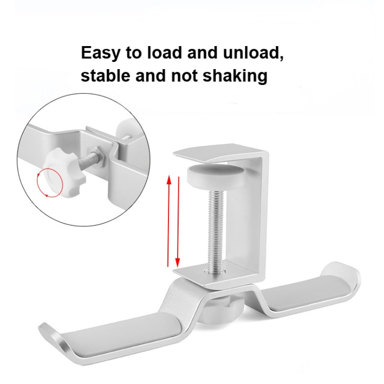 Universal Metal Headphone Double Bracket Headphone Hanger Desktop Lock Clip Headphone Display Shelf(Silver) - Anti-lost & Holder by PMC TechLife | Online Shopping South Africa | PMC TechLife | Buy Now Pay Later Mobicred