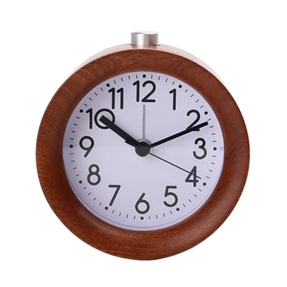 Solid Wood Silent Snooze Alarm Clock with Pointer(Round Dark) - Alarm Clocks by PMC Jewellery | Online Shopping South Africa | PMC Jewellery