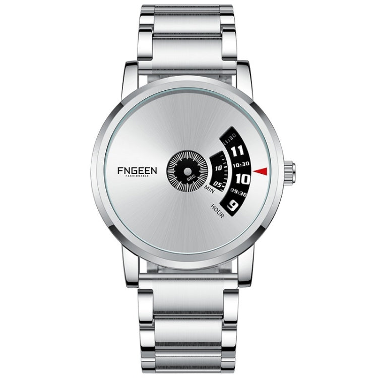 FNGEEN S230 Men Non-Pointer Quartz Watch(White Steel White Surface) - Metal Strap Watches by FNGEEN | Online Shopping South Africa | PMC Jewellery | Buy Now Pay Later Mobicred