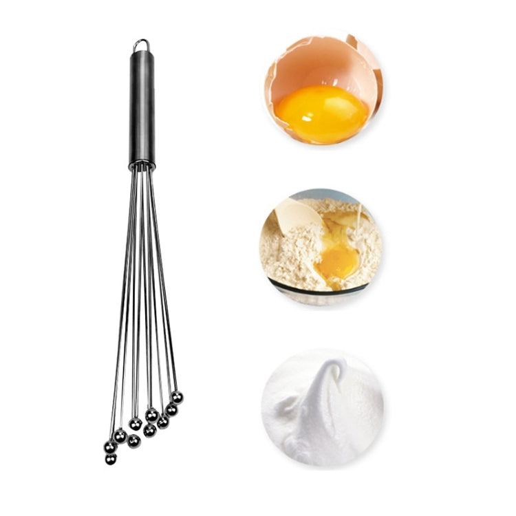 2 PCS Manual Whisk Stainless Steel Glass Bead Egg Whisk Kitchen Household Hand-Held Baking Tools Type A 10 Inch - Stirrer & Squeezer by PMC Jewellery | Online Shopping South Africa | PMC Jewellery