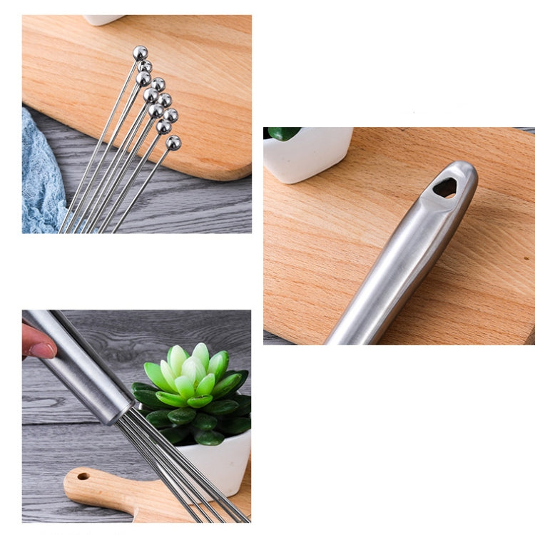 2 PCS Manual Whisk Stainless Steel Glass Bead Egg Whisk Kitchen Household Hand-Held Baking Tools Type B 12 Inch - Stirrer & Squeezer by PMC Jewellery | Online Shopping South Africa | PMC Jewellery