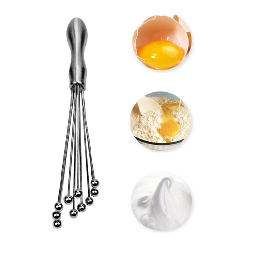 2 PCS Manual Whisk Stainless Steel Glass Bead Egg Whisk Kitchen Household Hand-Held Baking Tools Type B 10 Inch - Stirrer & Squeezer by PMC Jewellery | Online Shopping South Africa | PMC Jewellery
