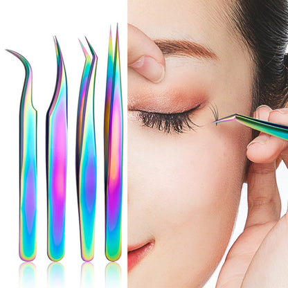 Nail Art Eyelash Tweezers Stainless Steel Colorful High Precision Grafting Eyelash Curler, Specification: 3 PCS Mirror Light Butterfly Clip - Tools by PMC Jewellery | Online Shopping South Africa | PMC Jewellery