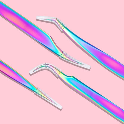 Nail Art Eyelash Tweezers Stainless Steel Colorful High Precision Grafting Eyelash Curler, Specification: 3 PCS Titanium Butterfly Clip - Tools by PMC Jewellery | Online Shopping South Africa | PMC Jewellery