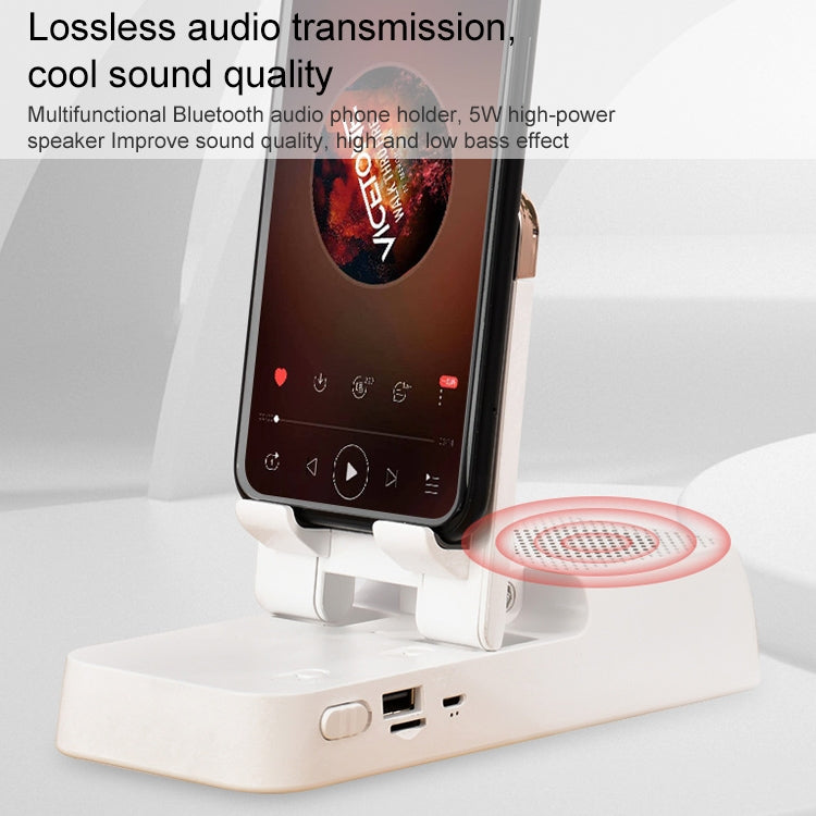 Multifunctional Desktop Stand For Mobile Phone And Tablet With Bluetooth Speaker(White) - Desktop Holder by PMC TechLife | Online Shopping South Africa | PMC TechLife