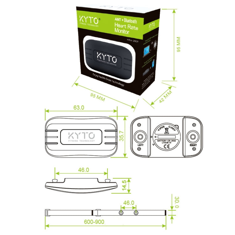 KYTO 2809 One-To-One ANT+ Bluetooth 4.0 Wireless Heart Rate Transmitter Chest Strap - Heart Rate Monitoring by PMC Jewellery | Online Shopping South Africa | PMC Jewellery