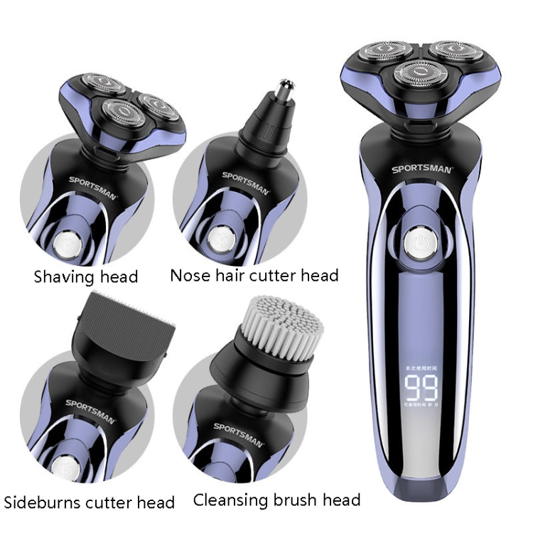 Sportsman SM-530 Electric Men Shaving Knife Multi-Function Base Charging Digital Water Washing Razor, Specification: US Plug(Purple) - free shipping - PMC TechLife - Order now!