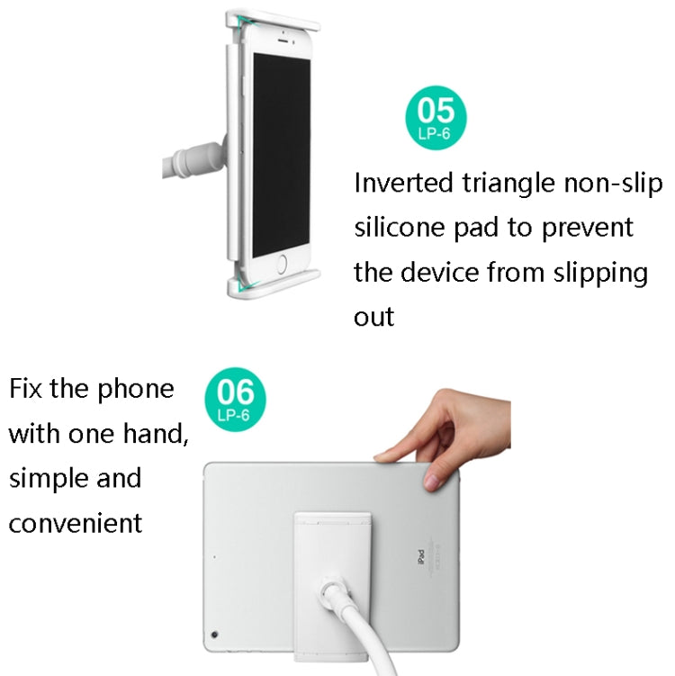 LP-6 Tablet Mobile Phone Lazy Bracket Detachable Bed Bracket, Style: Three-stage (Titanium Gray) - Lazy Bracket by PMC TechLife | Online Shopping South Africa | PMC TechLife