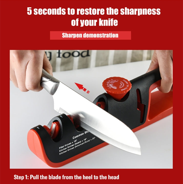 4- In-1 Adjustable Manual Knife Sharpener Multifunctional Knife Sharpener(Black Red) - Knife Sharpener by PMC Jewellery | Online Shopping South Africa | PMC Jewellery