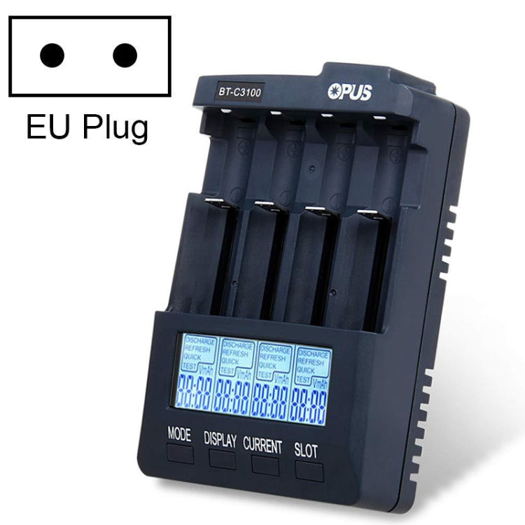 OPUS BT-C3100 Smart Smart Digital Intelligent 4-Slot Battery Charger(EU Plug) - Charger & Converter by OPUS | Online Shopping South Africa | PMC Jewellery