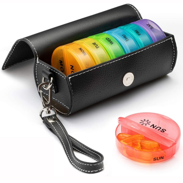 One Week Use Portable Plastic 14-Compartment Pill Box Leather Bag(14x7.5x6.5cm) - Pill Boxes by PMC Jewellery | Online Shopping South Africa | PMC Jewellery