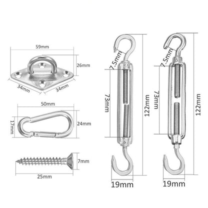 24 PCS / Set Outdoor Rectangle Shade Sail 304 Stainless Steel Accessories Outdoor Shade Flower Basket Screws Diamond Door Buckle - Tents & Accessories by PMC Jewellery | Online Shopping South Africa | PMC Jewellery