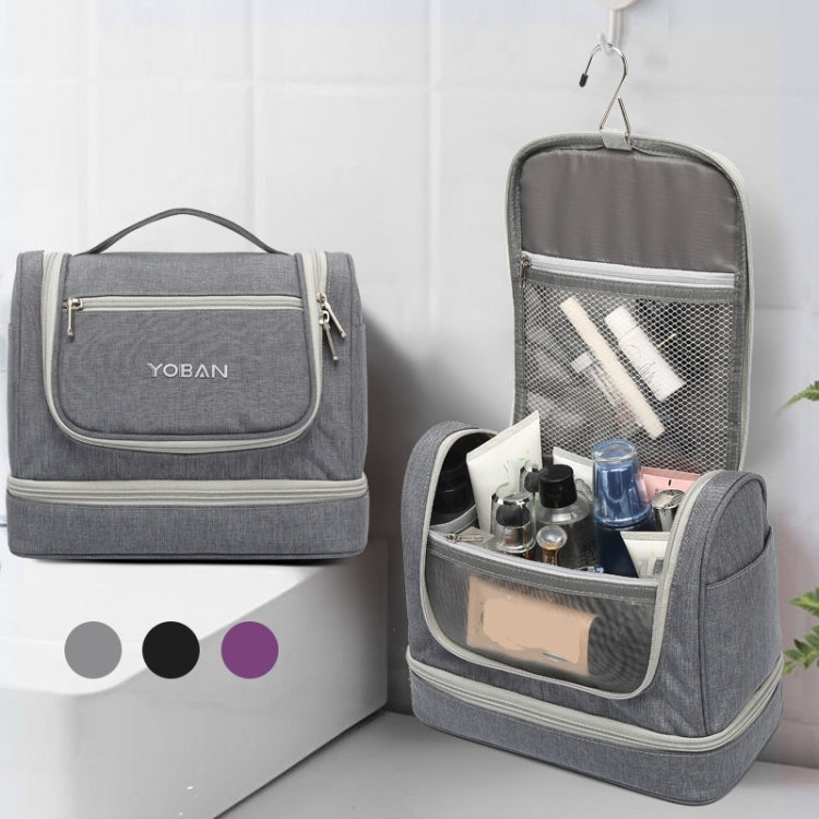 YOBAN Y-1551L Travel Cosmetic Bag Large-Capacity Outdoor Storage Bag Hook Portable Anti-Mold Dry And Wet Separation Wash Bag(Grey) - Storage Boxes by PMC Jewellery | Online Shopping South Africa | PMC Jewellery