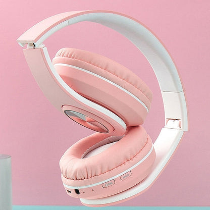 B39 Macaron Wireless Bluetooth Headset Foldable Gaming Headset Support TF Card(Cherry Pink) - Headset & Headphone by PMC Jewellery | Online Shopping South Africa | PMC Jewellery