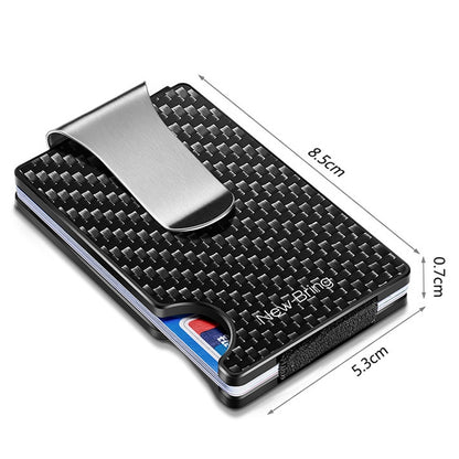 New-Bring Metal Carbon Fiber Wallet Ultra-Thin Card Holder Male RFID Anti-Theft Simple Wallet Bank Credit Card Storage Device(Black) - Card & Passport Bags by New-Bring | Online Shopping South Africa | PMC Jewellery