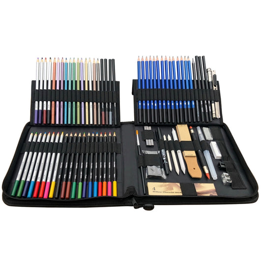 KALOLR YW-PC083  83 in 1 Portable Sketch Tool Water-Soluble Color Lead Metal Color Lead Combination Sketch Drawing Set(Black) - Art Supplies by KALOLR | Online Shopping South Africa | PMC Jewellery | Buy Now Pay Later Mobicred