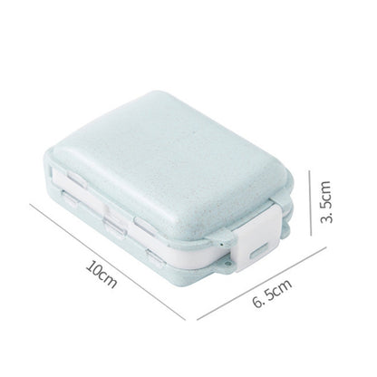 6 PCS C1617 Portable Dispensing Sealed Pill Box Wheat Straw Large-capacity Storage Box(Blue) - Pill Boxes by PMC Jewellery | Online Shopping South Africa | PMC Jewellery